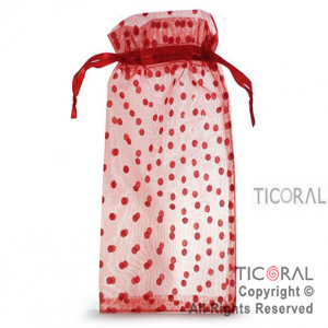 BOLSA ORGANZA ROJO 15X25 LUNARES HS3977-6 x 1